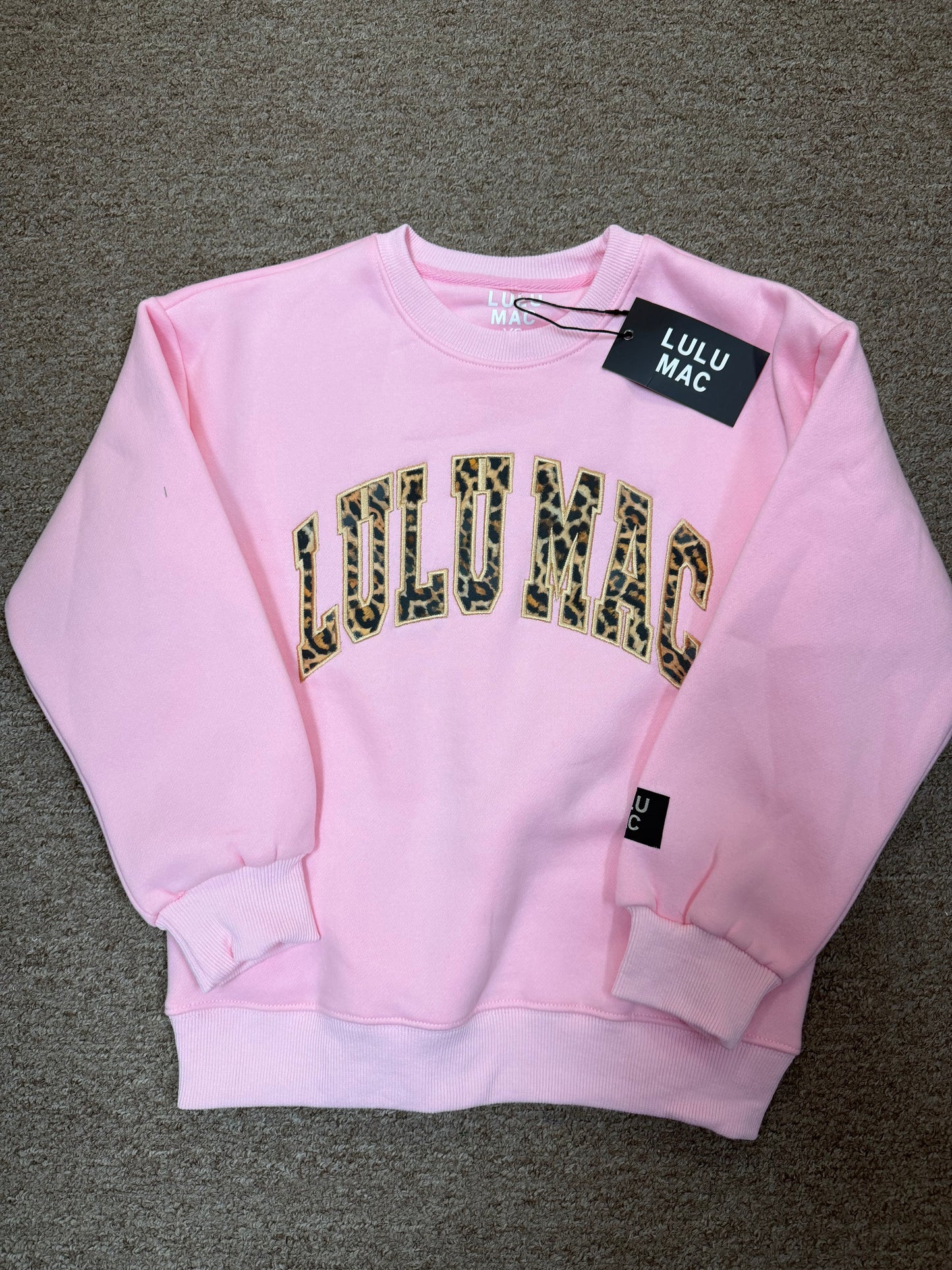 Lulu Mac youth pink with leopard stitch