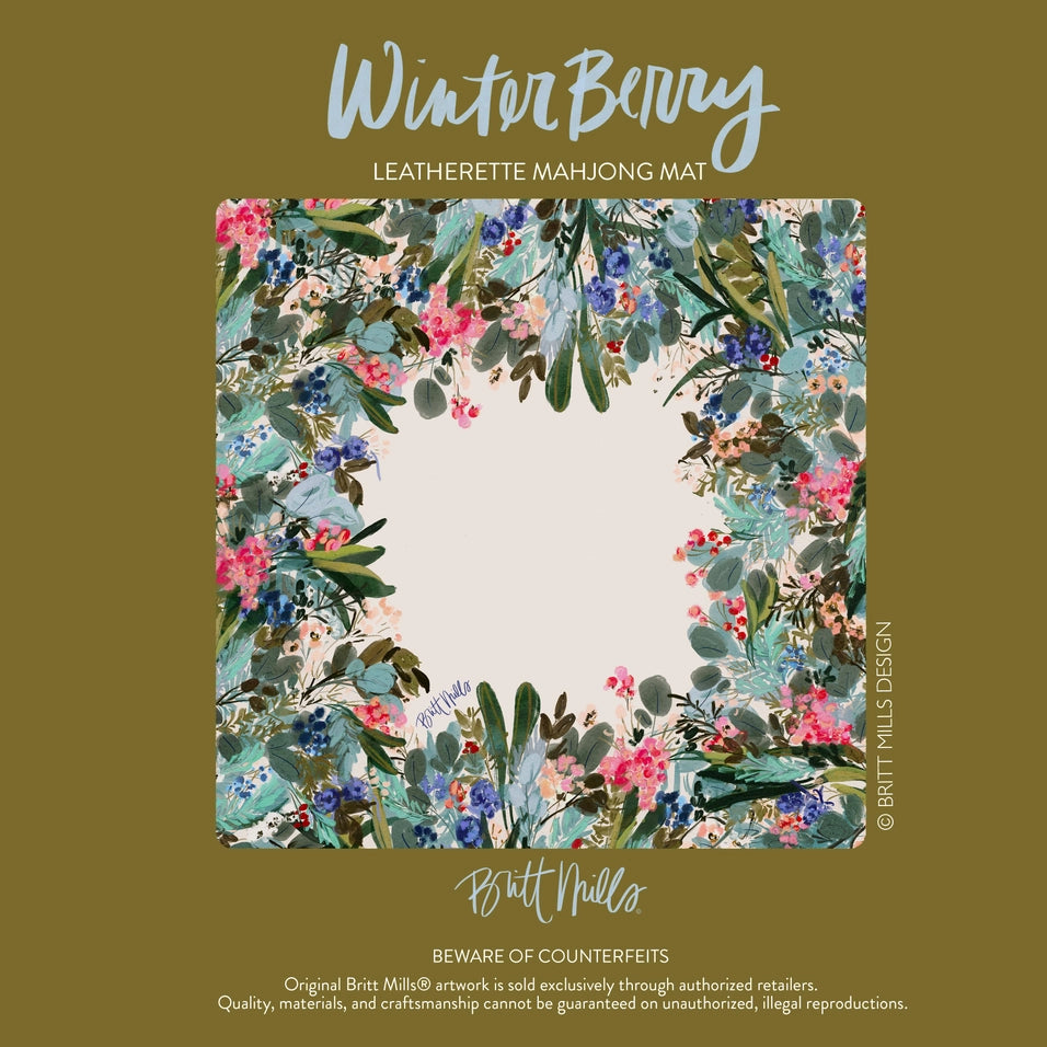 Britt Mills Winter Berry Leatherette Mahjong Mat