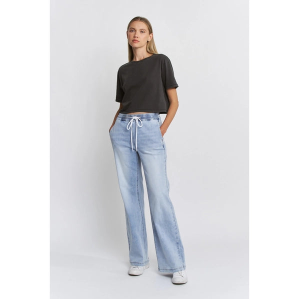 Mica High-Rise Wide Leg Jogger Geyser Blue