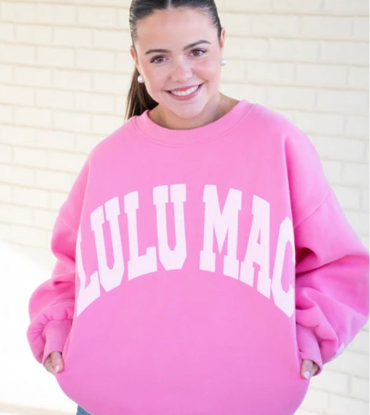 Lulu Mac pink with light pink puff sweatshirt