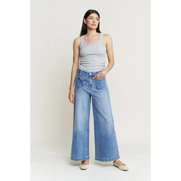 Mica Denim Super High Ankle Wide Leg Blue Rock
