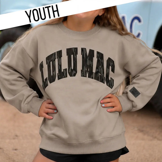 Lulu Mac Youth Griege Mossy Oak Bottomland Sweatshirt