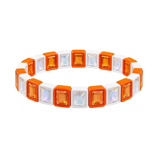 Lulu Mac Orange/White Rhinestone Bracelet