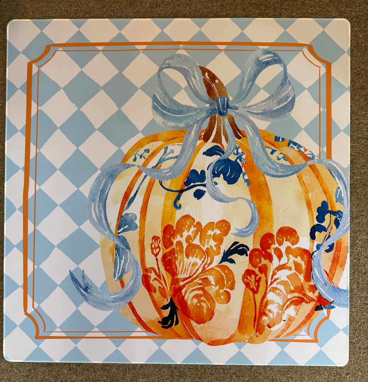 Blue Ribbon Pumpkin mahjong mat