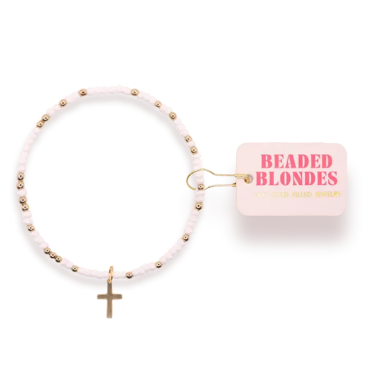 Beaded Blondes Cross Charm Bracelet