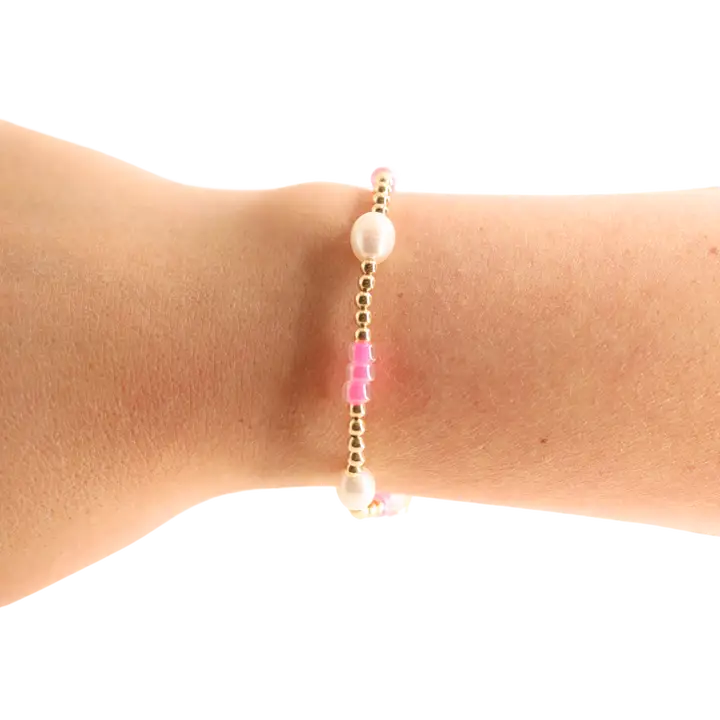 Beaded Blondes Hot Pink Pearl Poppi Bracelet