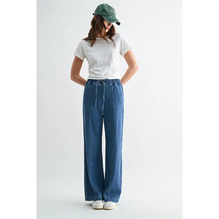Mica High-Rise Wide Leg Joggers Navy