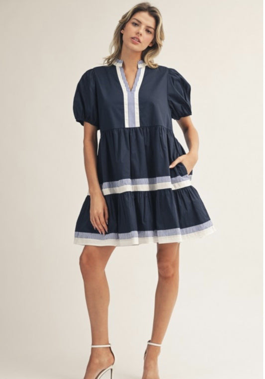 Navy and white dress