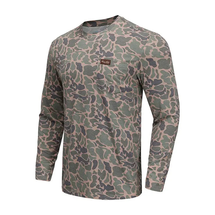 Honey Hole Drift Performance Crew- Long Sleeve- Duck Camo