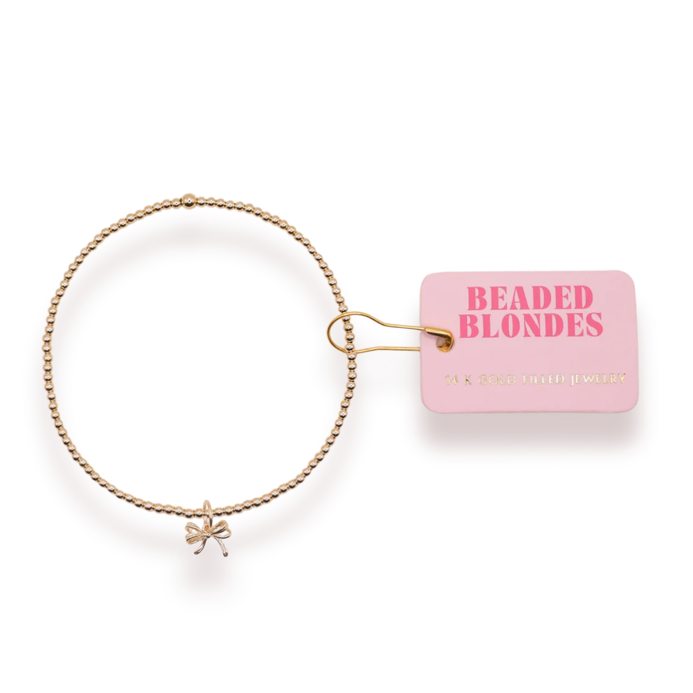 Beaded Blondes Gold Bow Charm Bracelet