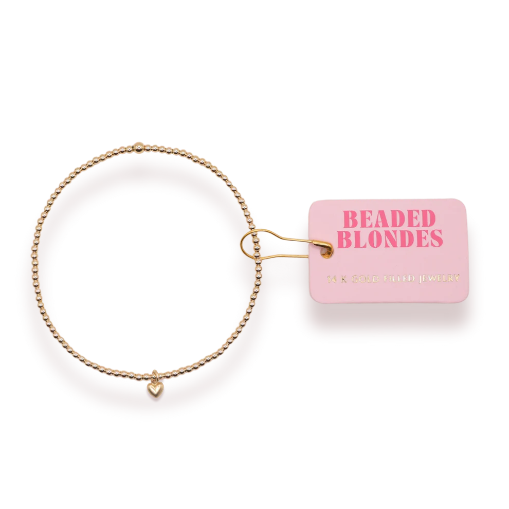 Beaded Blondes Gold Heart Charm Bracelet