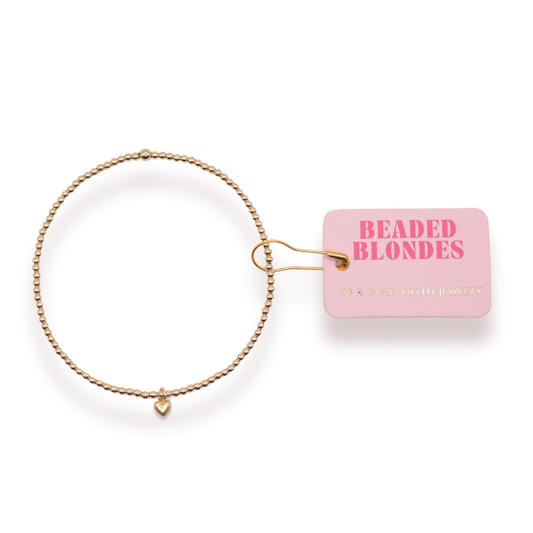 Beaded Blondes Gold Heart Charm Bracelet