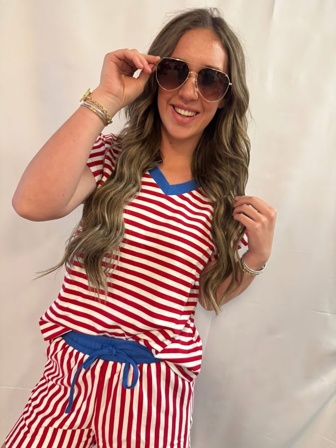 Red, White, and Cute striped set