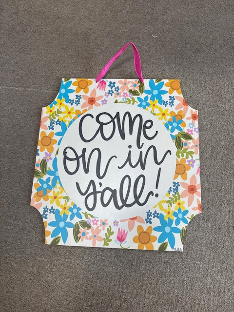 Come on in Floral Door Hanger