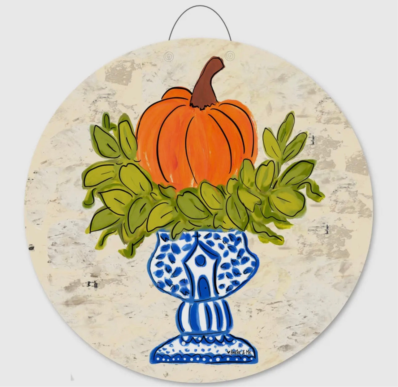 Doorhanger - Pumpkin in Blue Willow