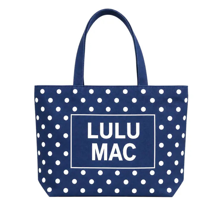 Lulu Mac Canvas Tote Bag Navy Dot