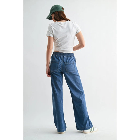 Mica High-Rise Wide Leg Joggers Navy