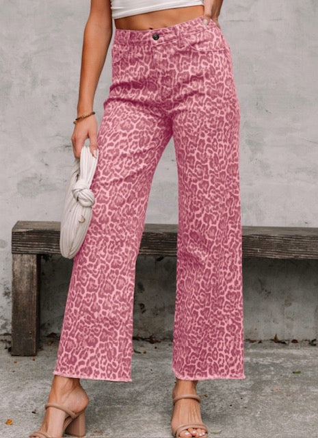 Winning Streak Rose Leopard Jeans