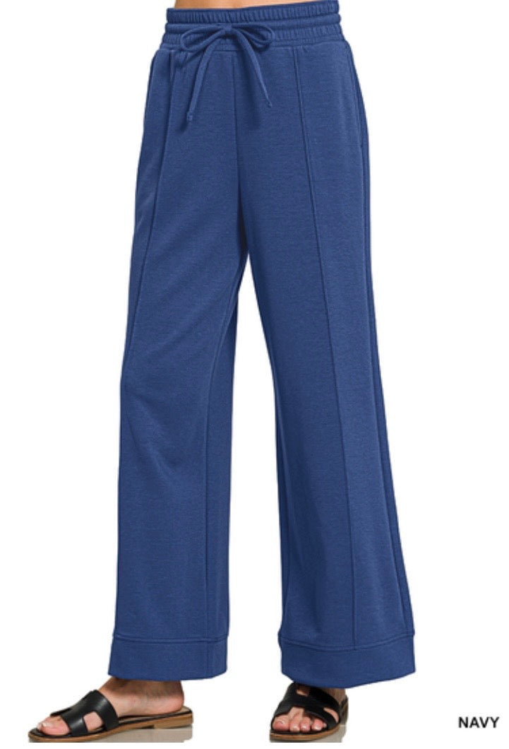Zenana Ladies Navy Pants
