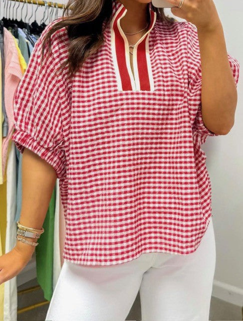 Small Town Sweetheart Red Gingham Top