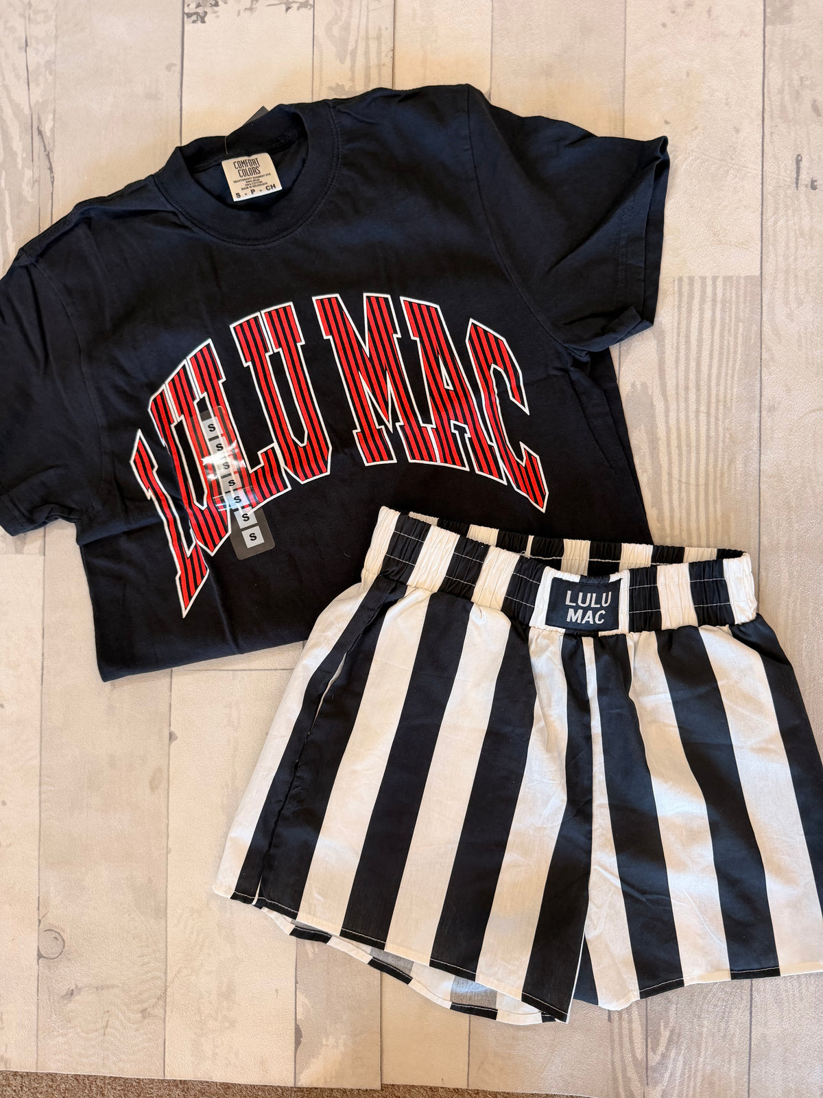Lulu Mac Stripe Black T-Shirt