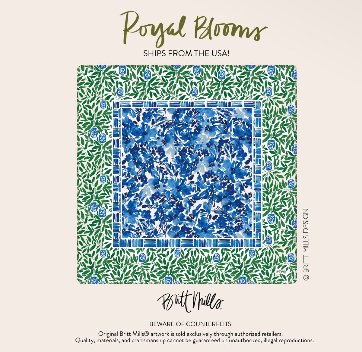 Royal Blooms mahjong mat by Britt Mills