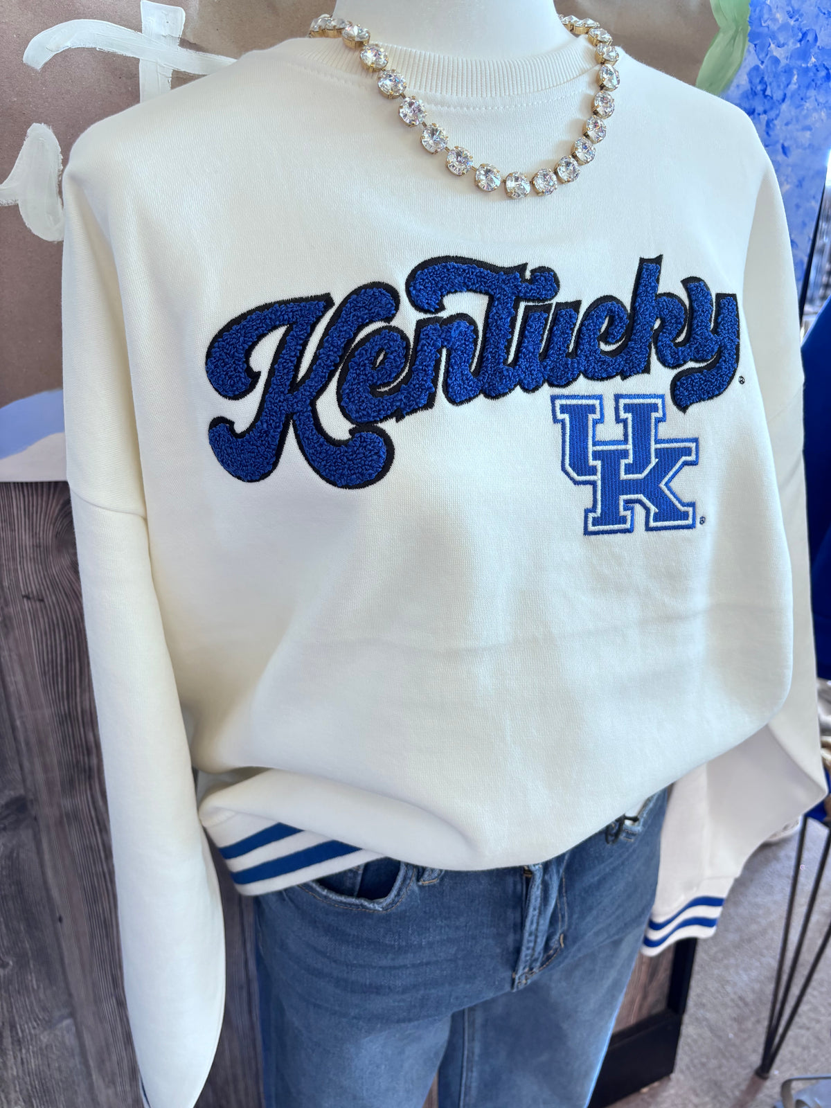 Pressbox ivory fleece Kentucky sweatshirt