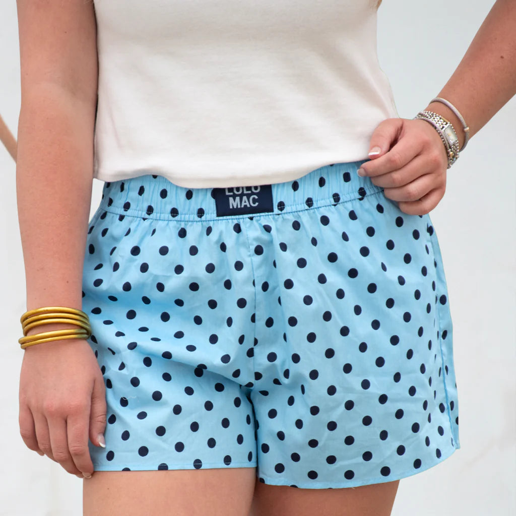 Lulu Mac Light blue with navy dot shorts