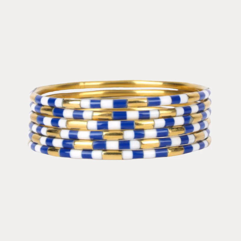 Blue White Enamel Veda Bangles Set of 6