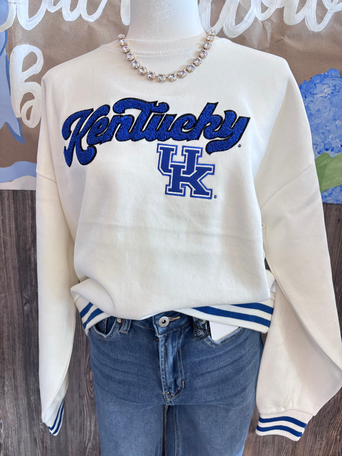 Pressbox ivory fleece Kentucky sweatshirt