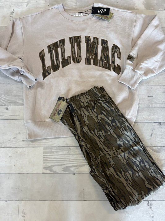 Lulu Mac Youth Griege Mossy Oak Bottomland Sweatshirt