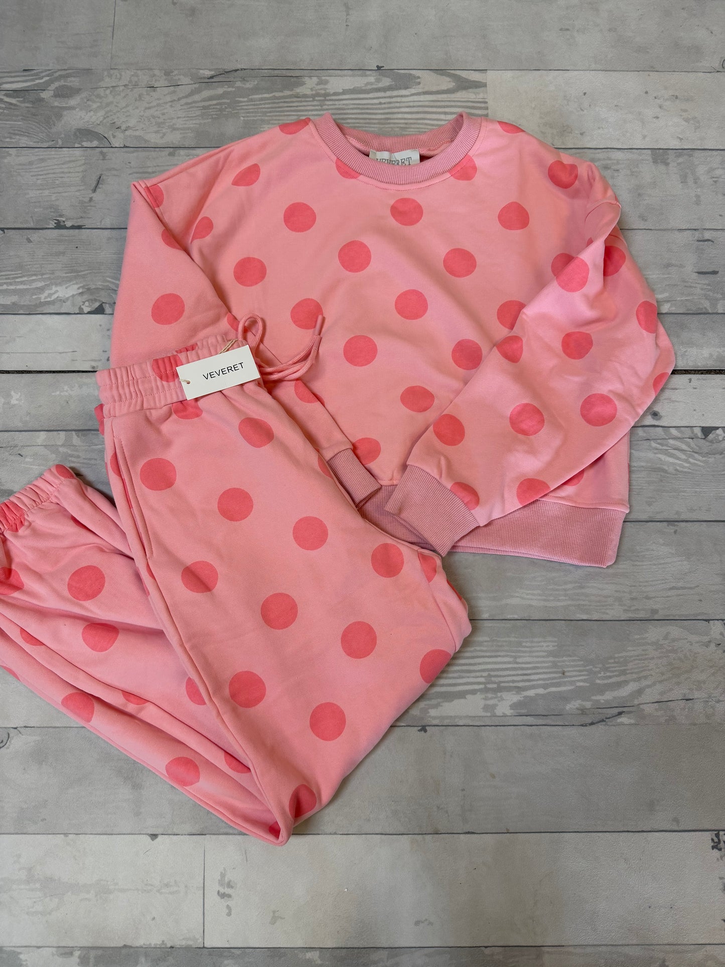 Pink with Polka Dots Set (sweatshirt and pants)