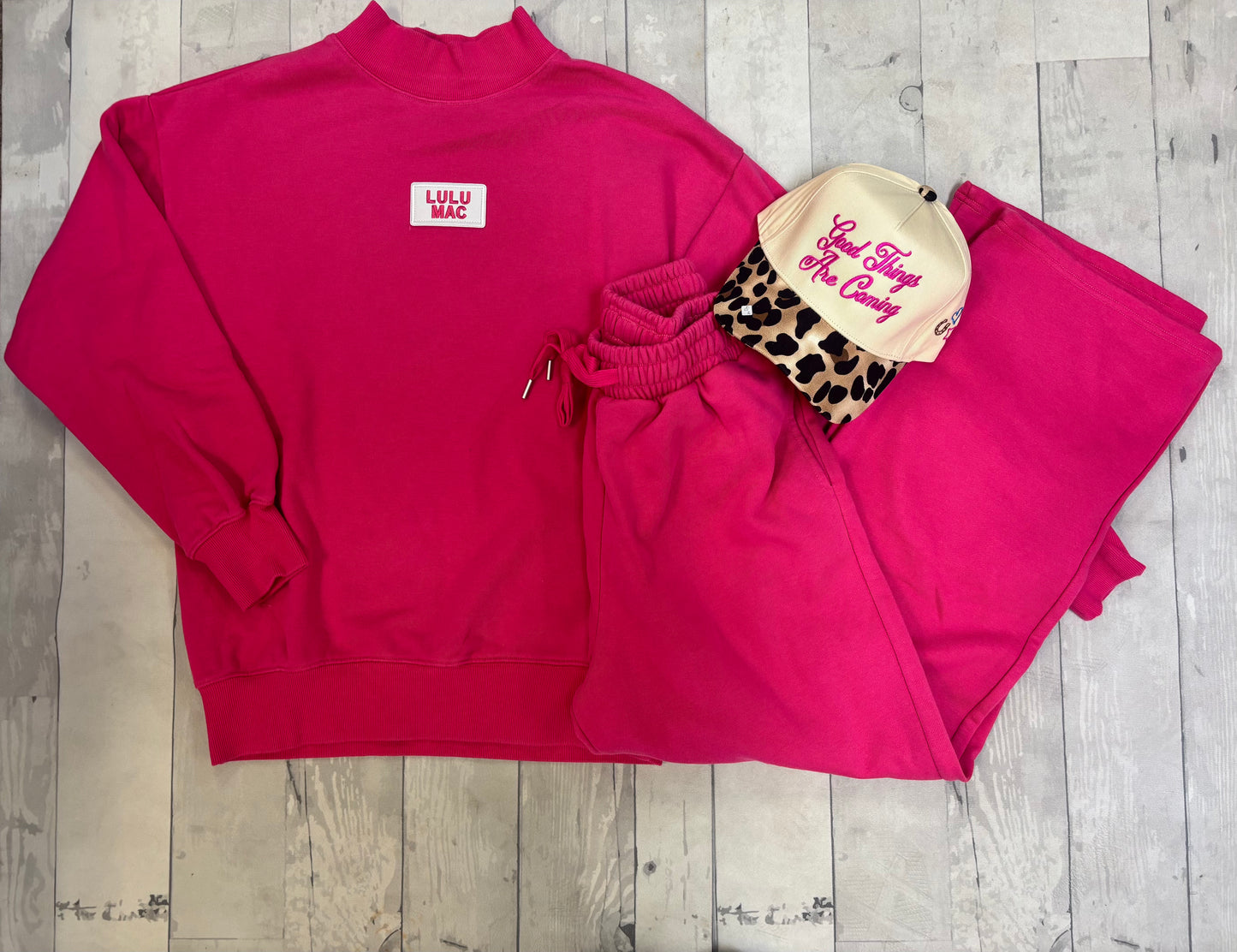 Lulu Mac hot pink mock neck top