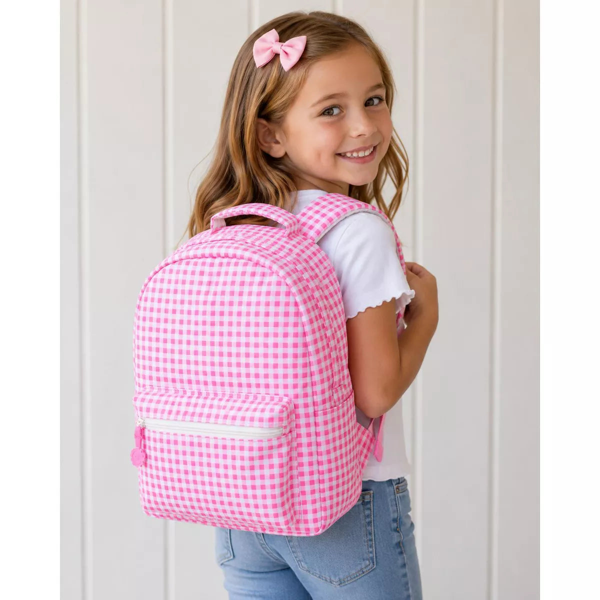 Jane Marie Backpack-pink gingham