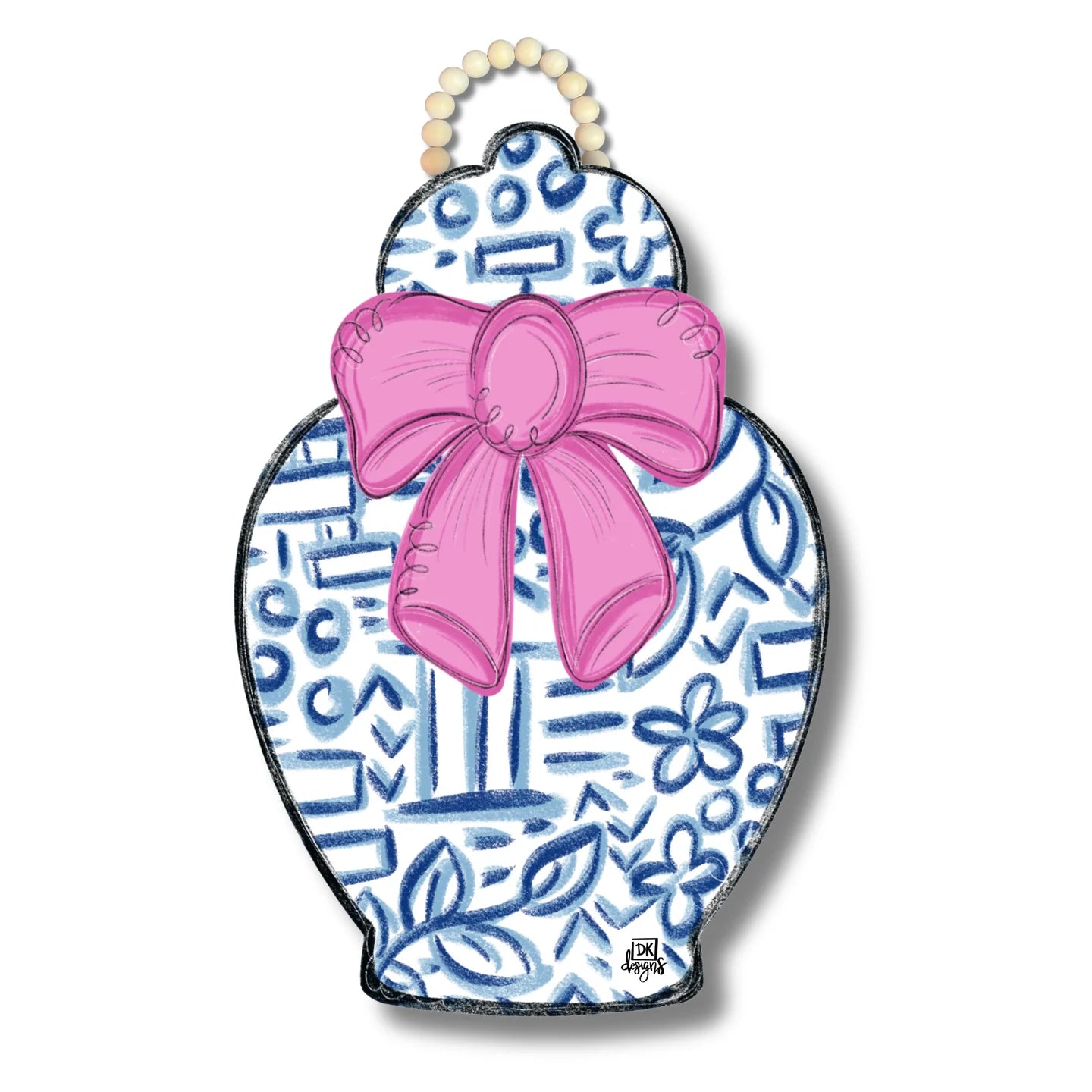 Chinoiserie Jar with pink bow