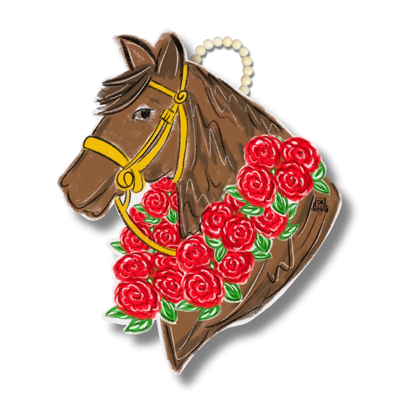 Derby Horse with Roses Door Hanger