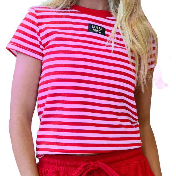 Lulu Mac Pink & Red stripe babydoll top