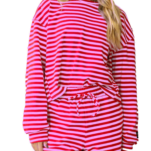 Lulu Mac red & pink stripe long sleeve top