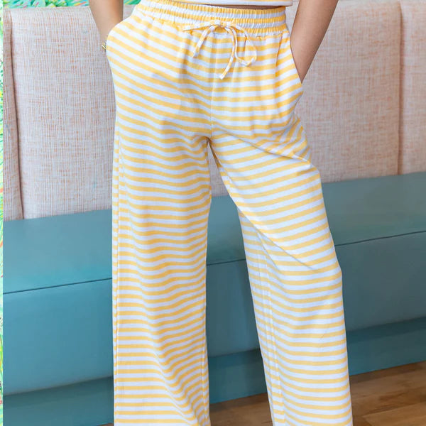 Lulu Mac yellow & white stripe knit pant