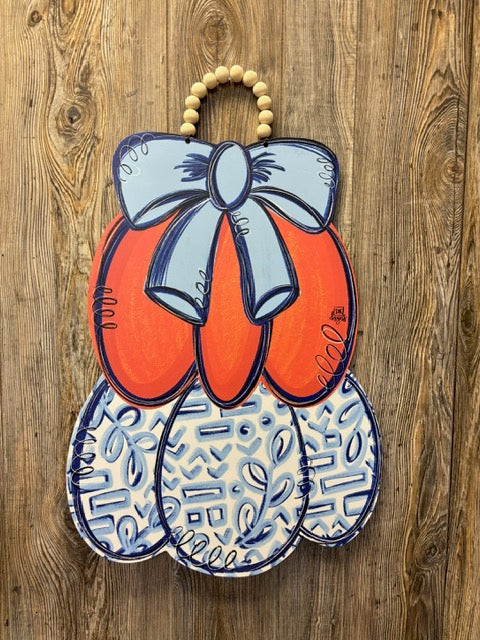 Chinoiserie Pumpkin Door Hanger