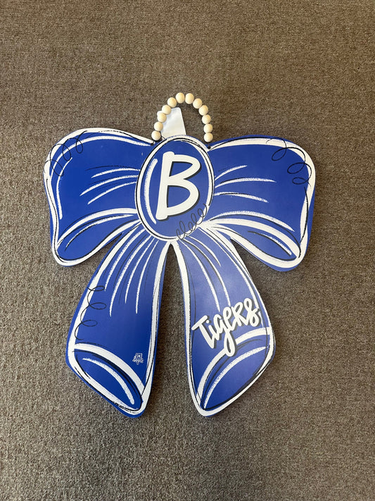 "B" Tigers Blue Bow Door Hanger