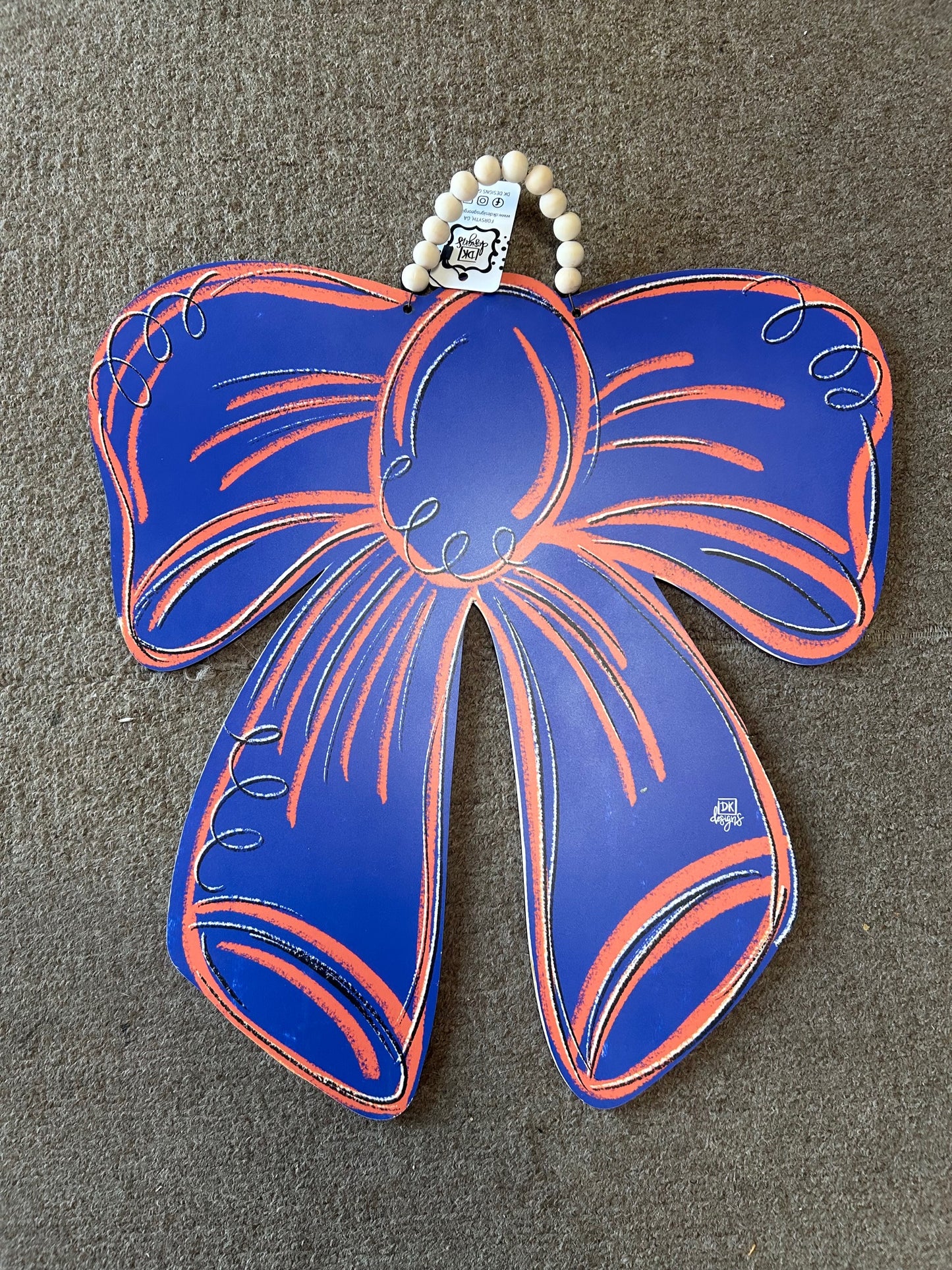 Royal Blue and Orange Bow Door Hanger