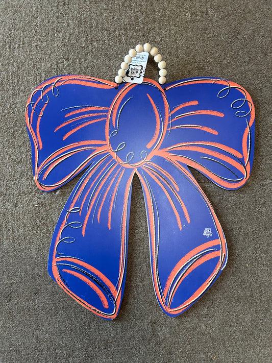 Royal Blue and Orange Bow Door Hanger