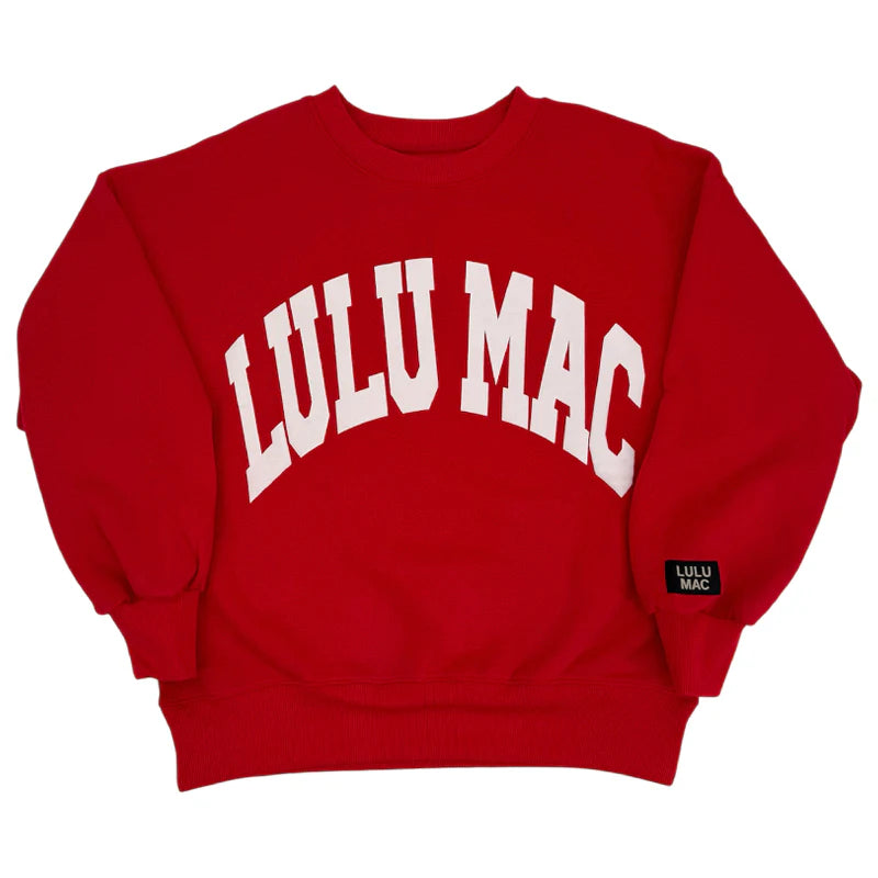 Lulu Mac red with white puff