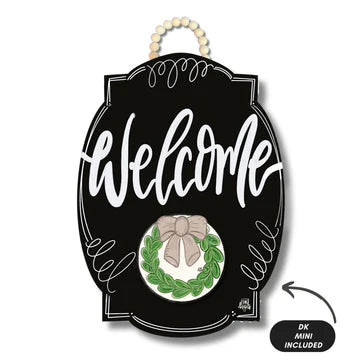 Black Bloom Welcome Door Hanger (mini attachment not included)