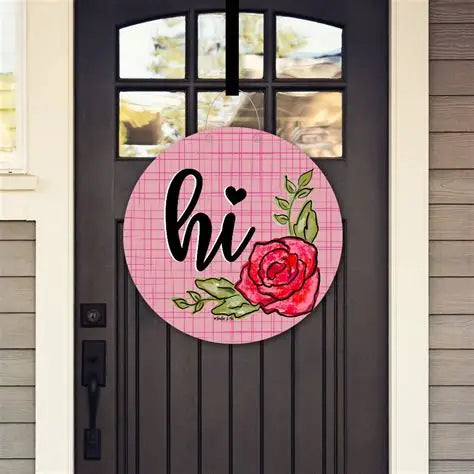 HI pink door hanger
