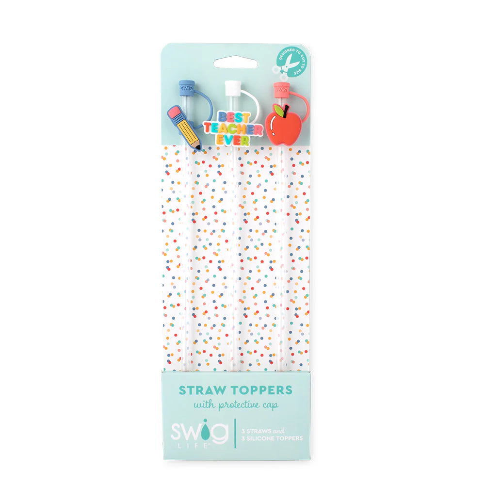 SWIG Teacher Like 3 Straw toppers and 3 Reusable Straw