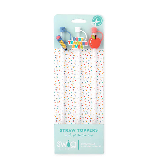 SWIG Teacher Like 3 Straw toppers and 3 Reusable Straw