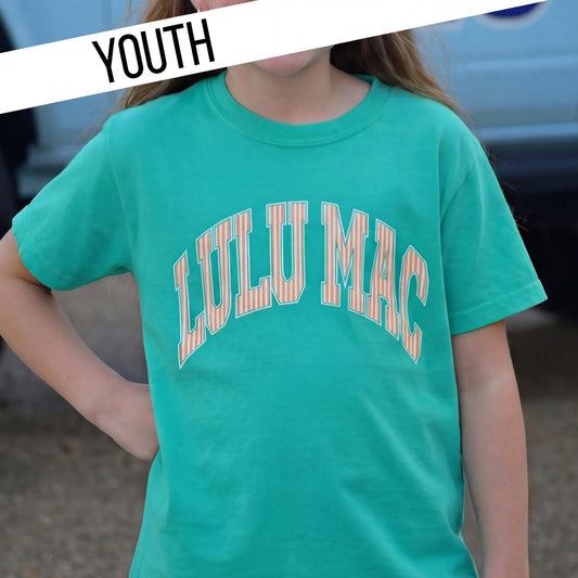 Lulu Mac youth green with orange stripe