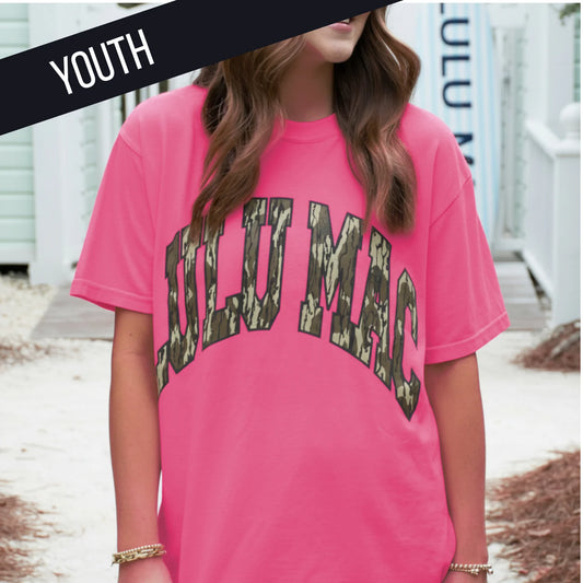 Lulu Mac Youth Hot Pink with mossy oak camo